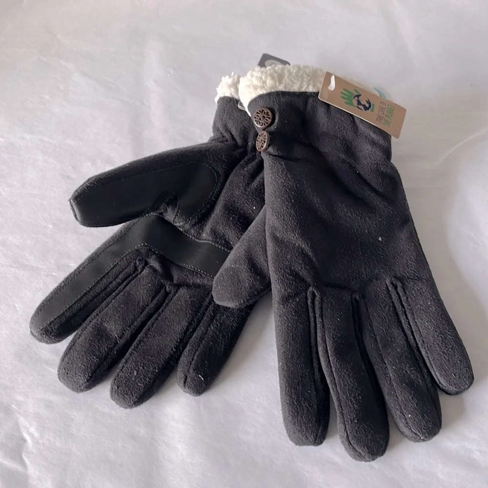 Isotoner gloves black with cream‎ inside women’s size s/m smart dri touchscreens